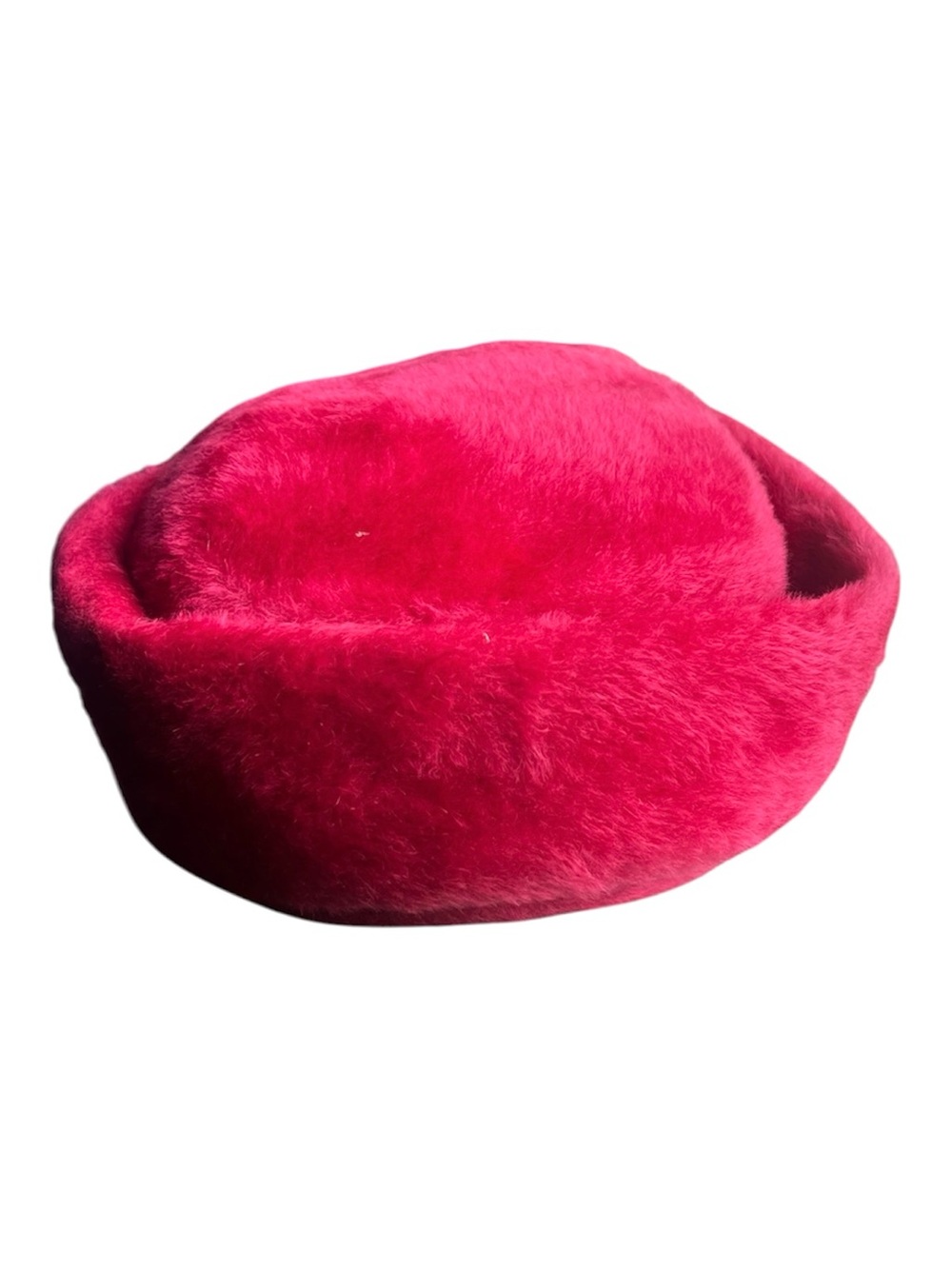 Vintage Strawbridge & Clothier Faux Fur Beret in Vibrant Hot Pink Made in Italy